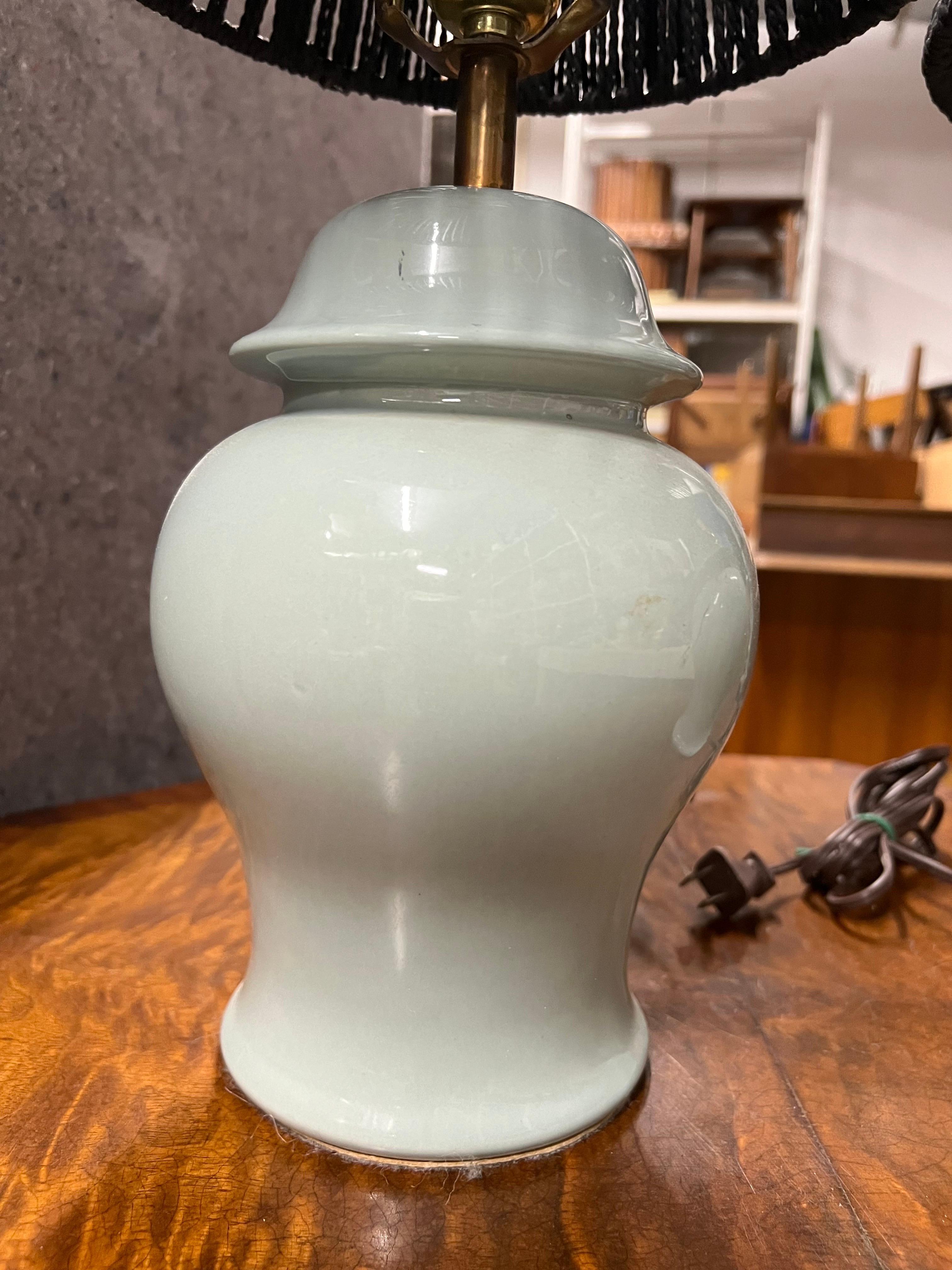 Hollywood Regency Mid-20th Century Tiffany Blue Table Lamps With Woven Shades - a Pair For Sale