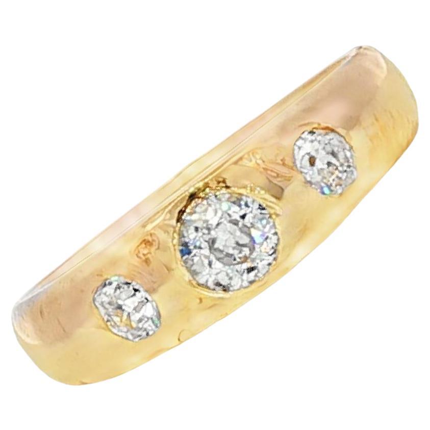 Milieu du 20e siècle Tiffany & Co. Bague à trois diamants taille ancienne 18KYG