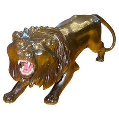 Mid-20th Century Tiger’s Eye Quartz Lion Carving Attributed to Georg O. Wild.
