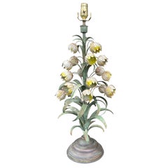 Mid-20th Century Tole Flower Lamp