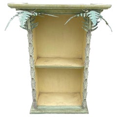 Mid-20th Century Tole Palm Tree & Wood Hanging Wall Shelf