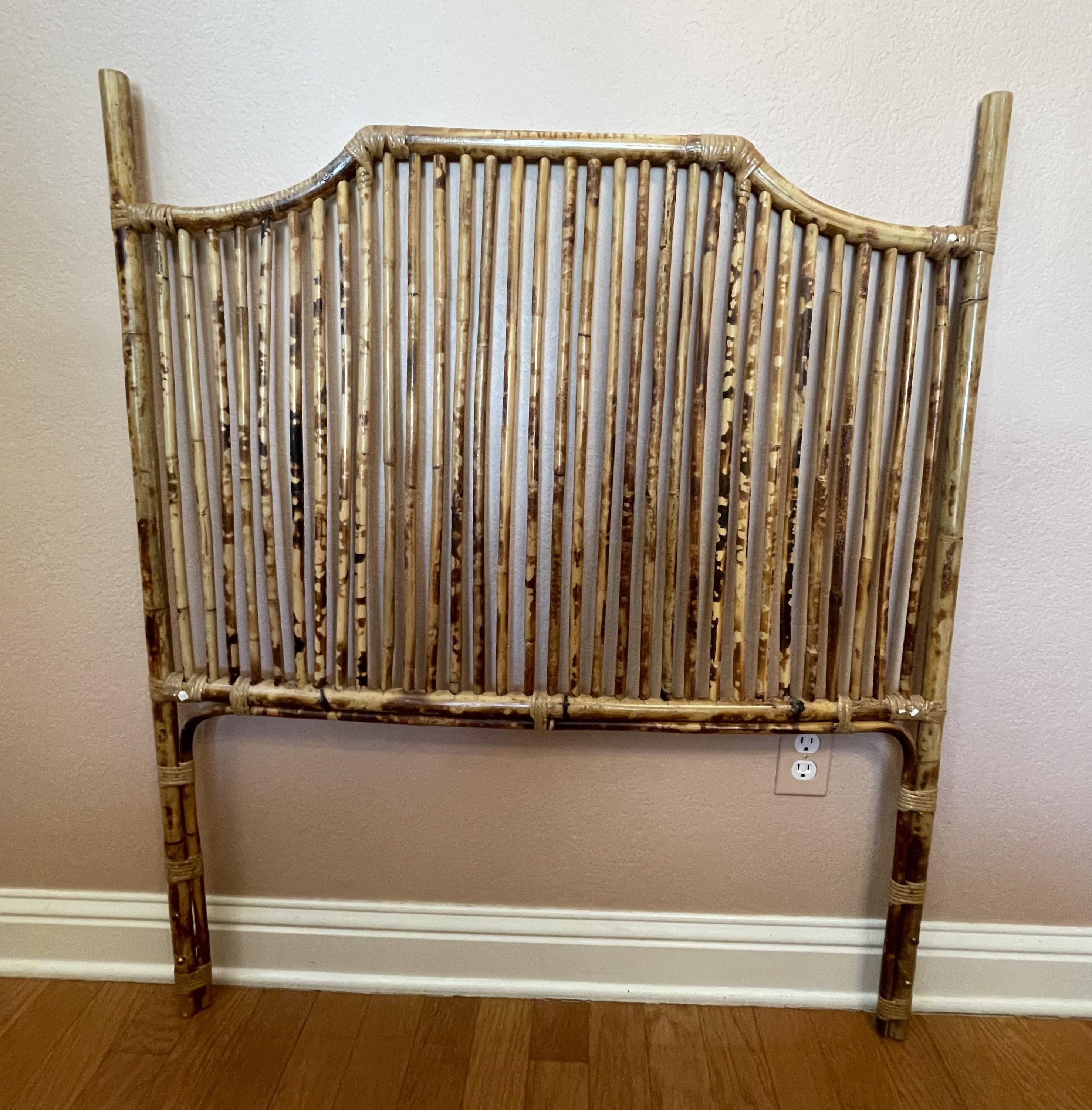 Mid-20th Century Tortoise-Bamboo and Rattan Headboards -- A Pair In Excellent Condition For Sale In Austin, TX