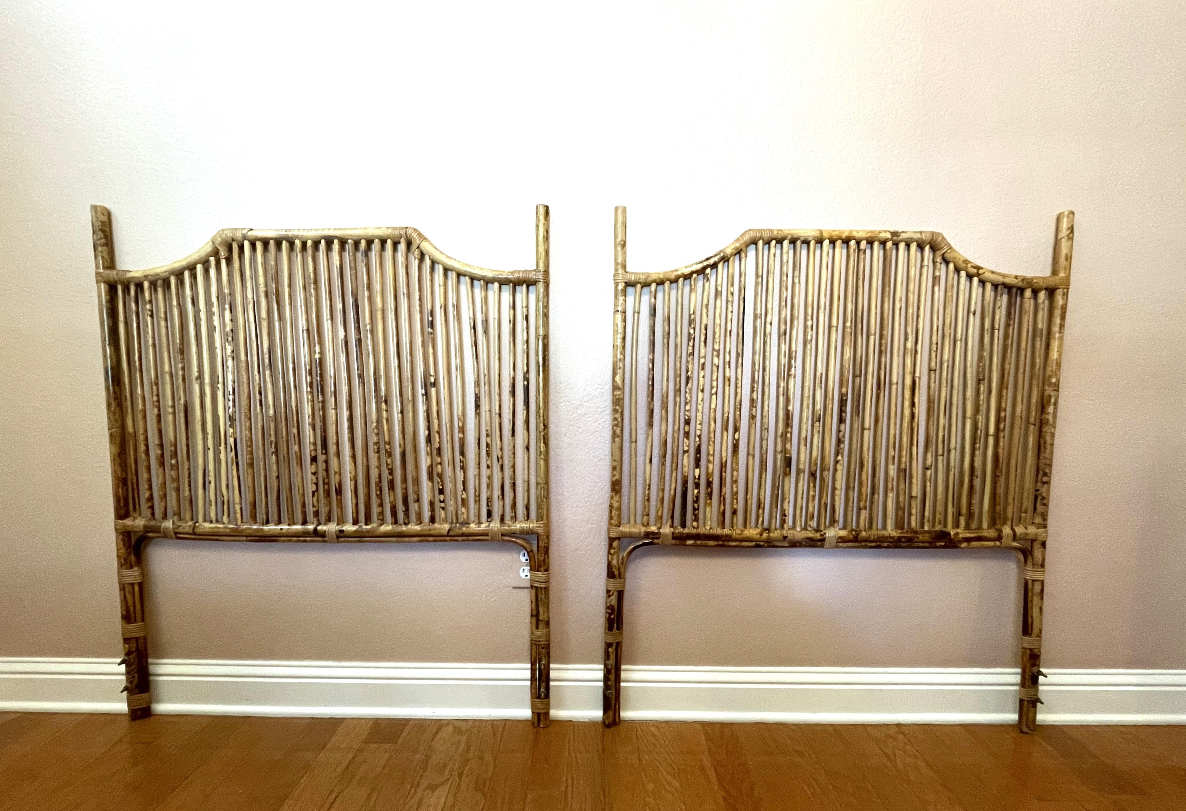 Mid-20th Century Tortoise-Bamboo and Rattan Headboards -- A Pair For Sale 3