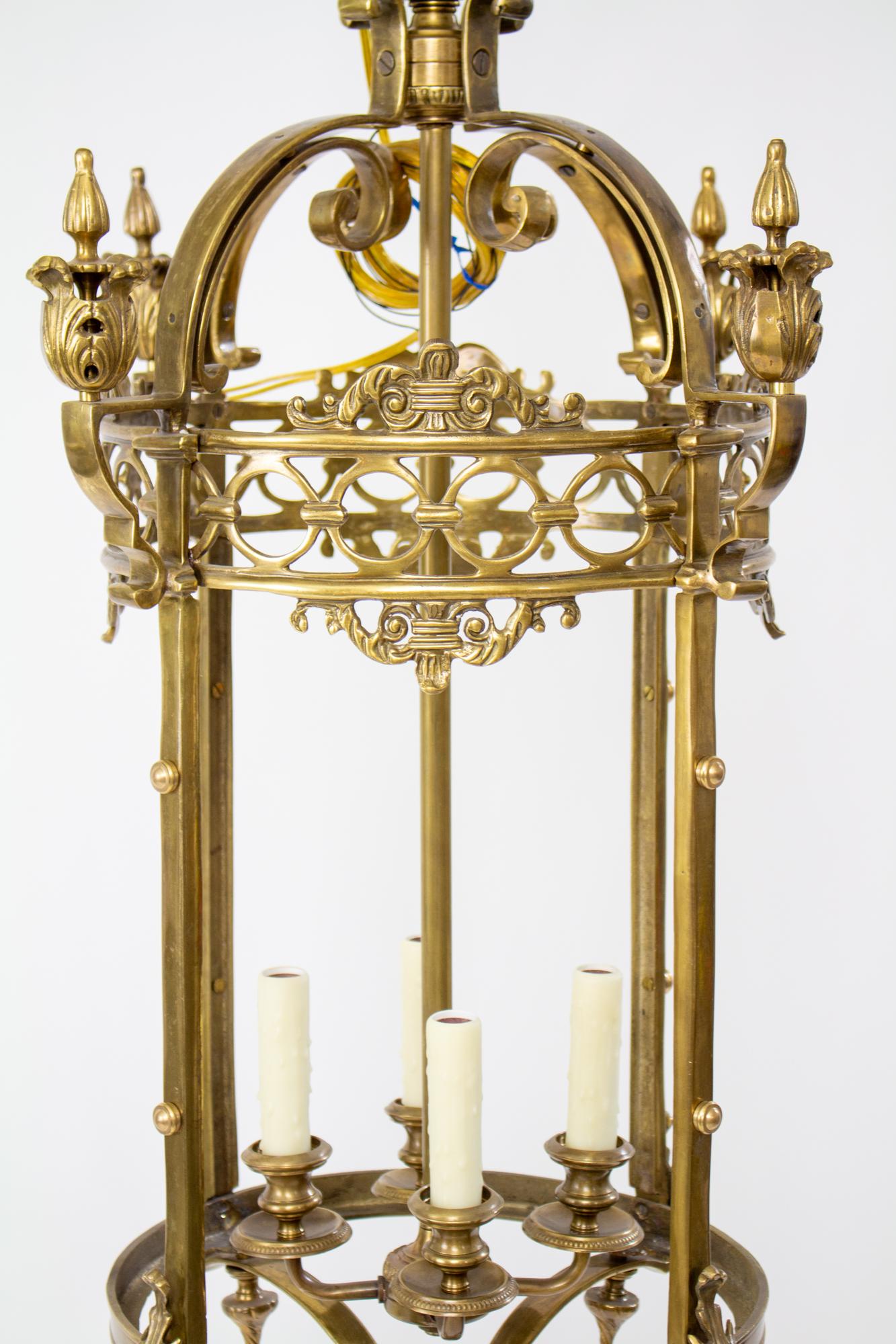 Mid-20th Century Traditional Cast Brass Lantern For Sale 5