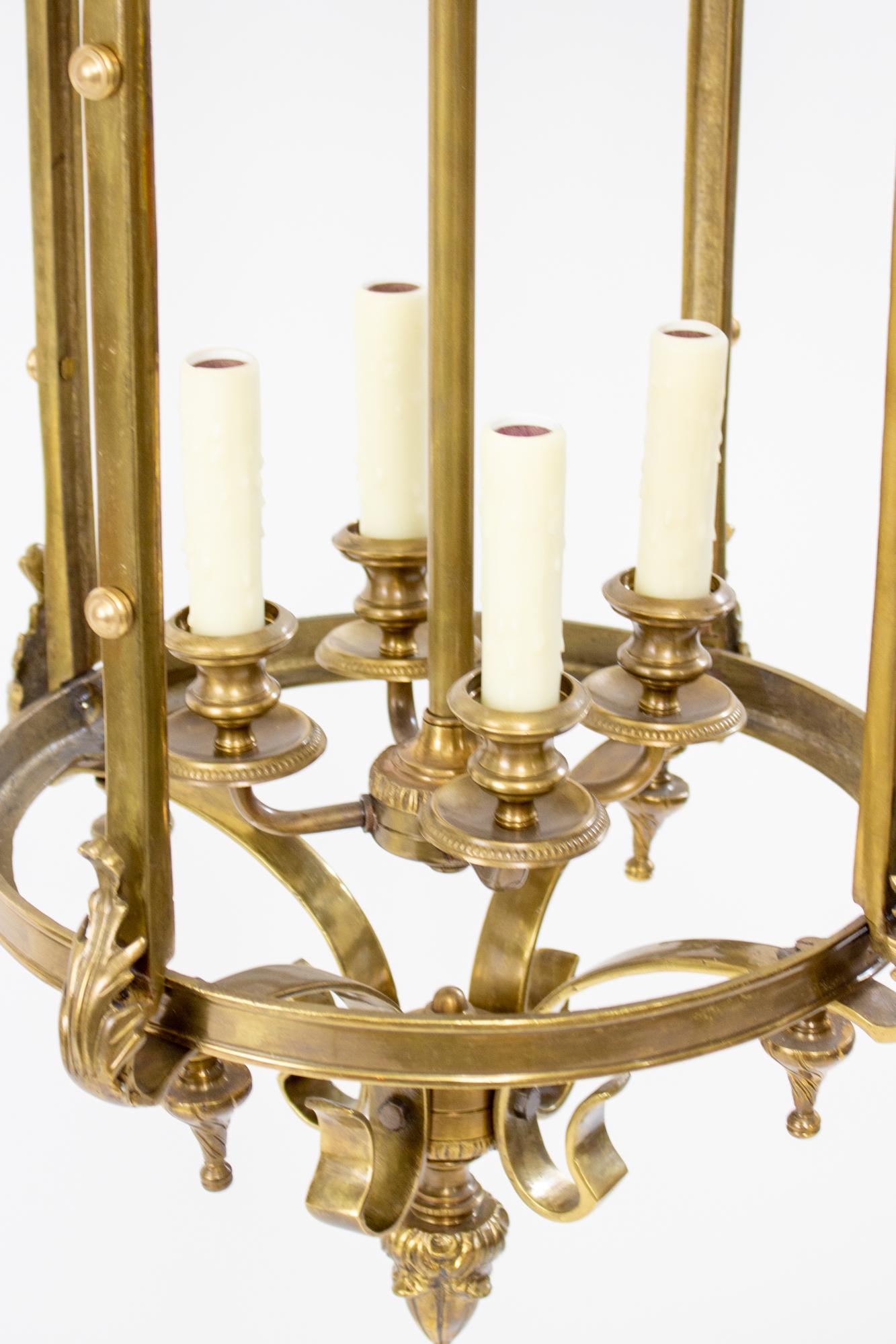 Mid-20th Century Traditional Cast Brass Lantern For Sale 11