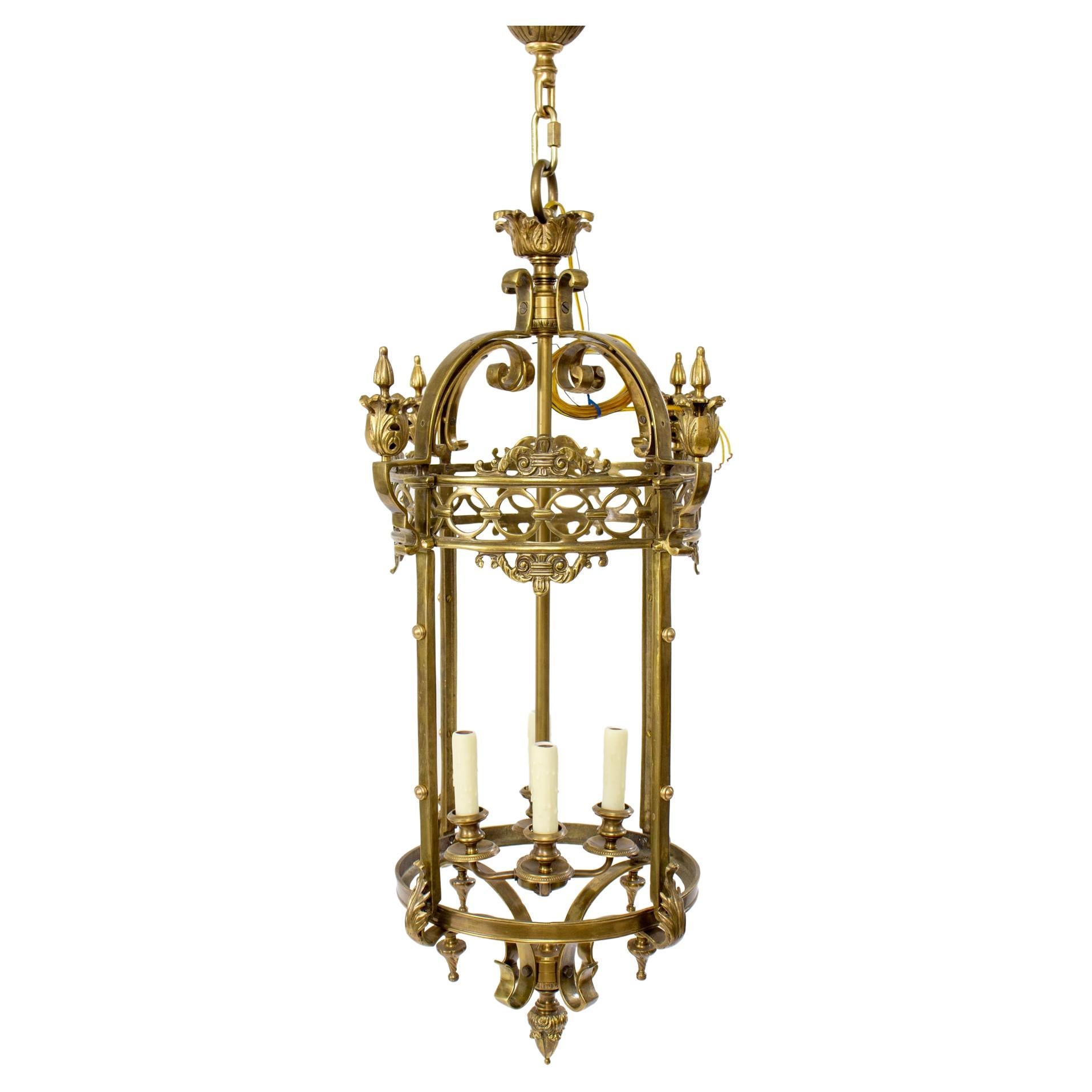 Mid-20th Century Traditional Cast Brass Lantern For Sale