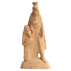 Escultura de madera de boceto preliminar tradicional de mediados del siglo XX