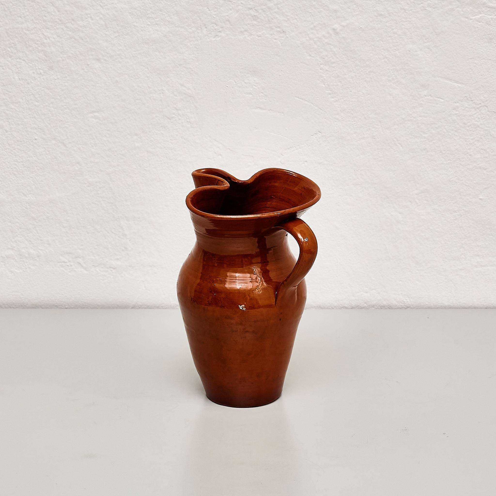Rustic Mid 20th Century Traditional Spanish Ceramic Vase For Sale