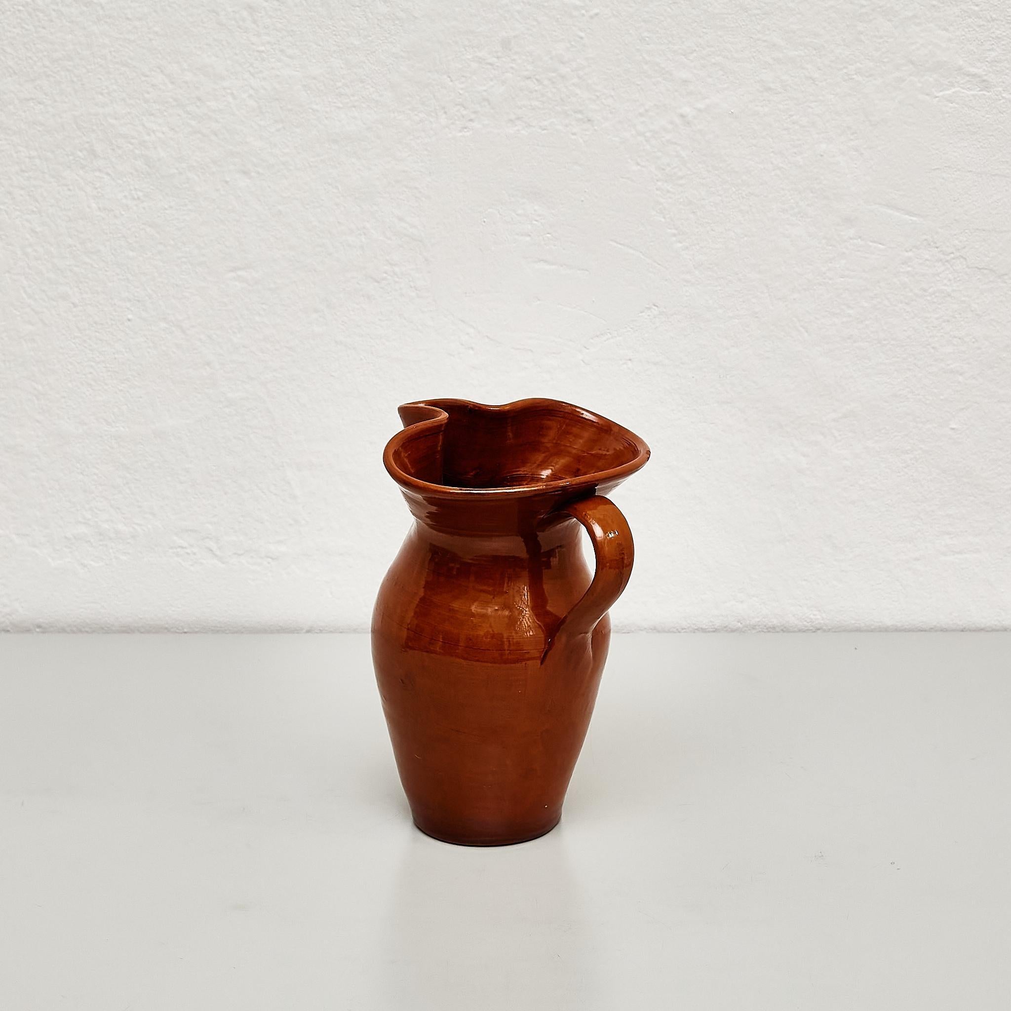Mid-Century Modern Vase en céramique espagnole traditionnelle du milieu du 20e siècle en vente