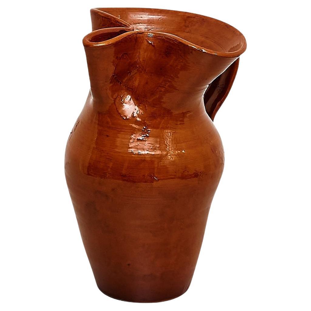 Vase en céramique espagnole traditionnelle du milieu du 20e siècle