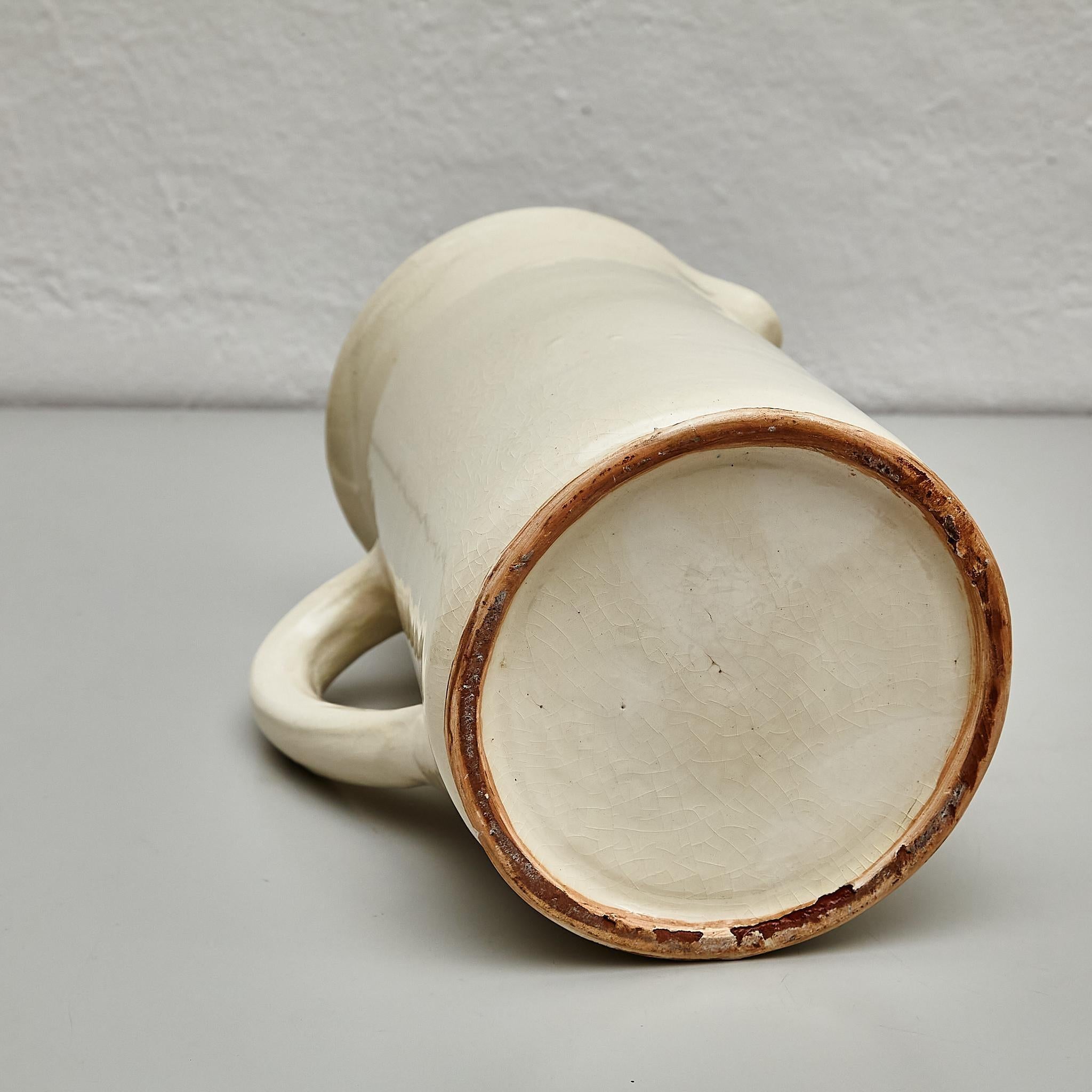 Mid 20th Century Traditional Spanish White Ceramic Vase For Sale 9
