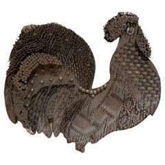 Mid 20th Century Tramp Art Rooster Nail Wall Sculpture