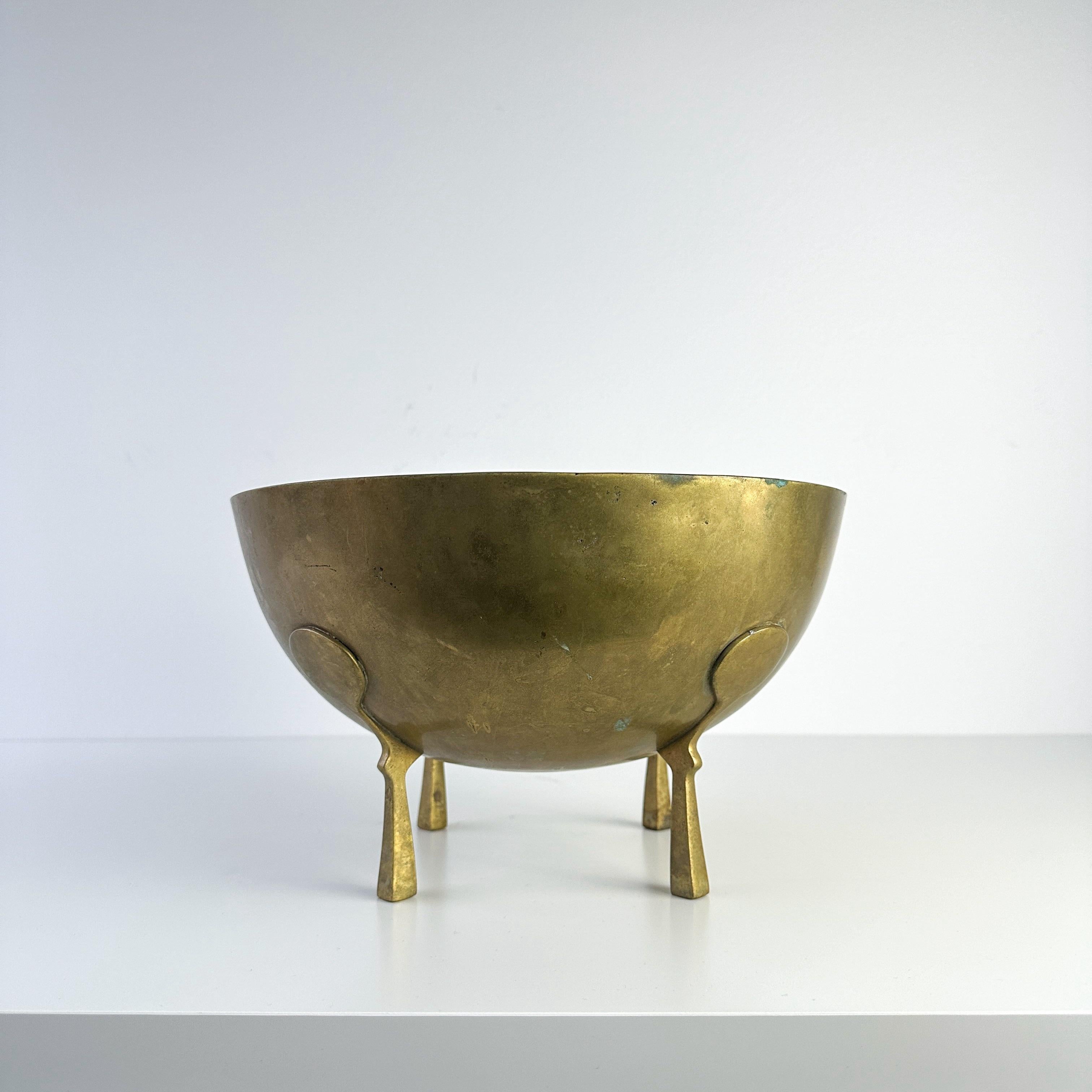 Mid 20th Century Transitional Solid Brass Footed Decorative Bowl 5