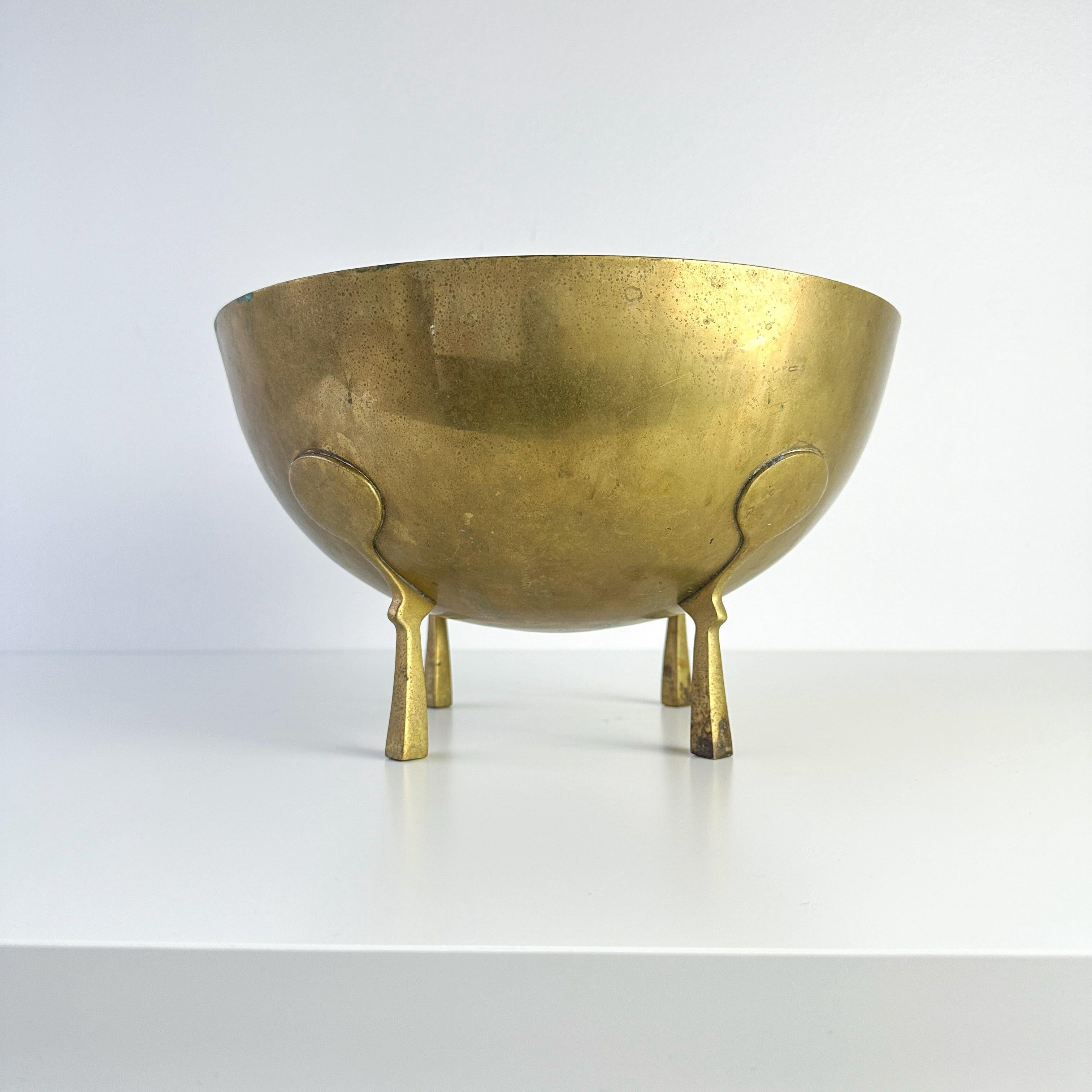 Mid 20th Century Transitional Solid Brass Footed Decorative Bowl 6
