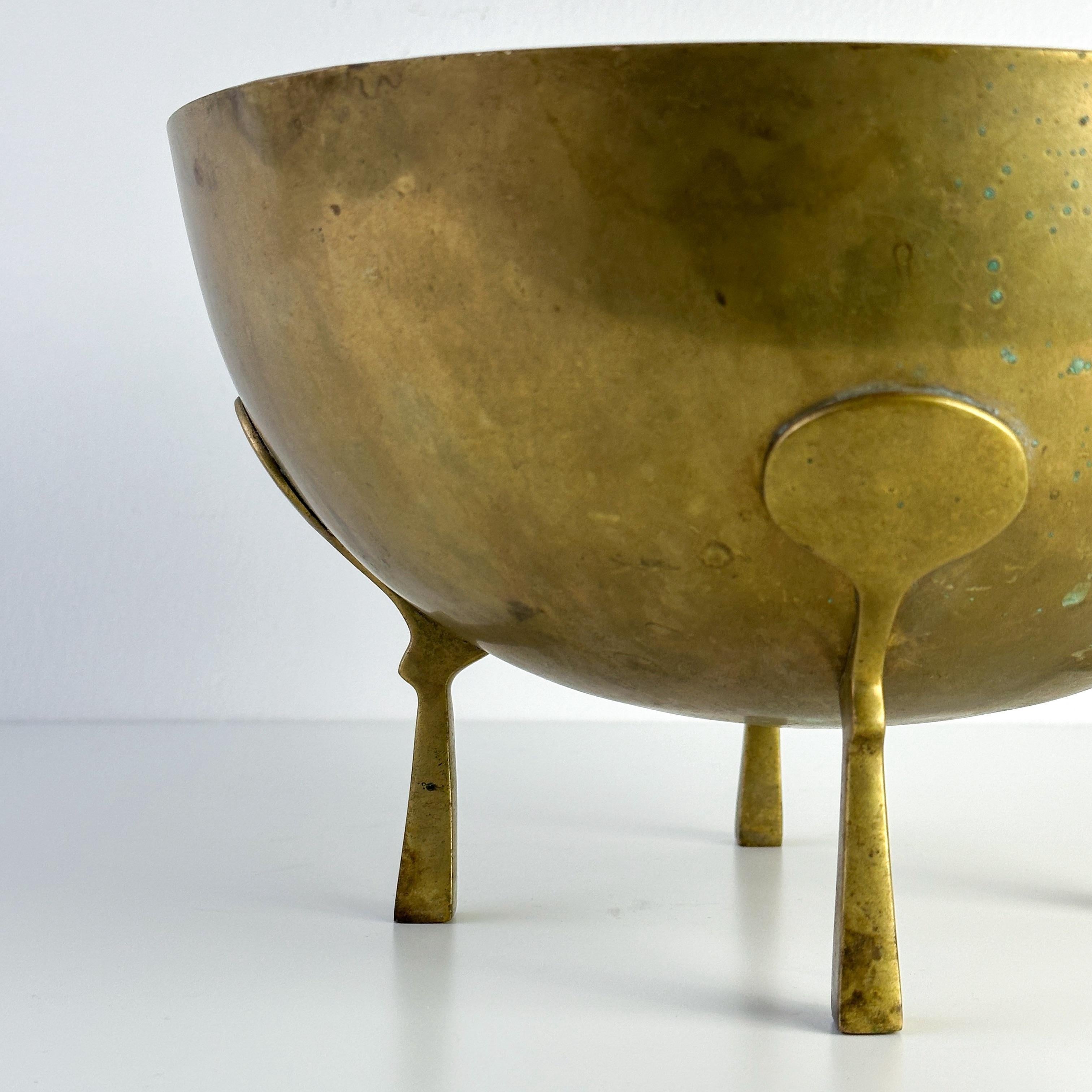 Mid 20th Century Transitional Solid Brass Footed Decorative Bowl 7