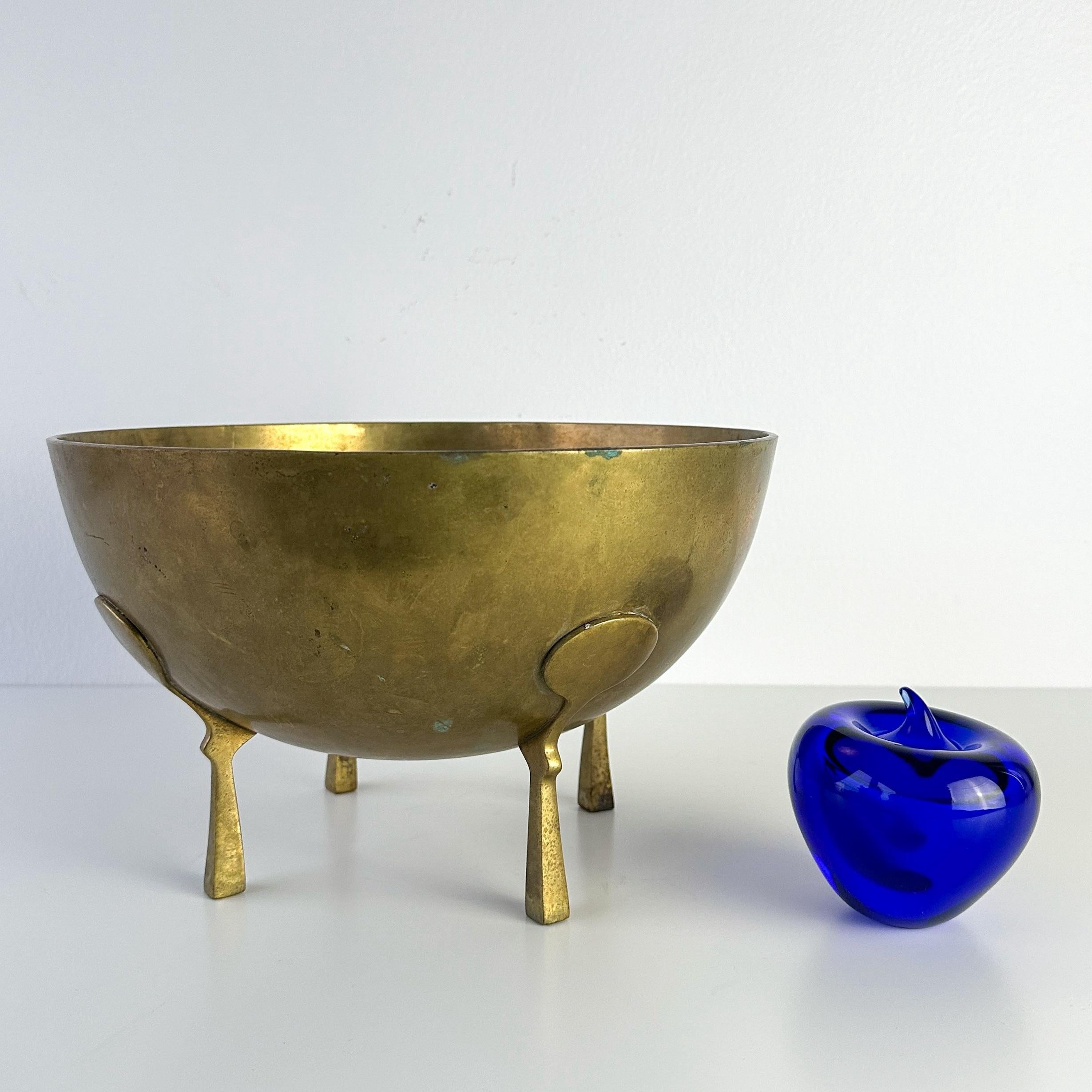 Mid-Century Modern Mid 20th Century Transitional Solid Brass Footed Decorative Bowl