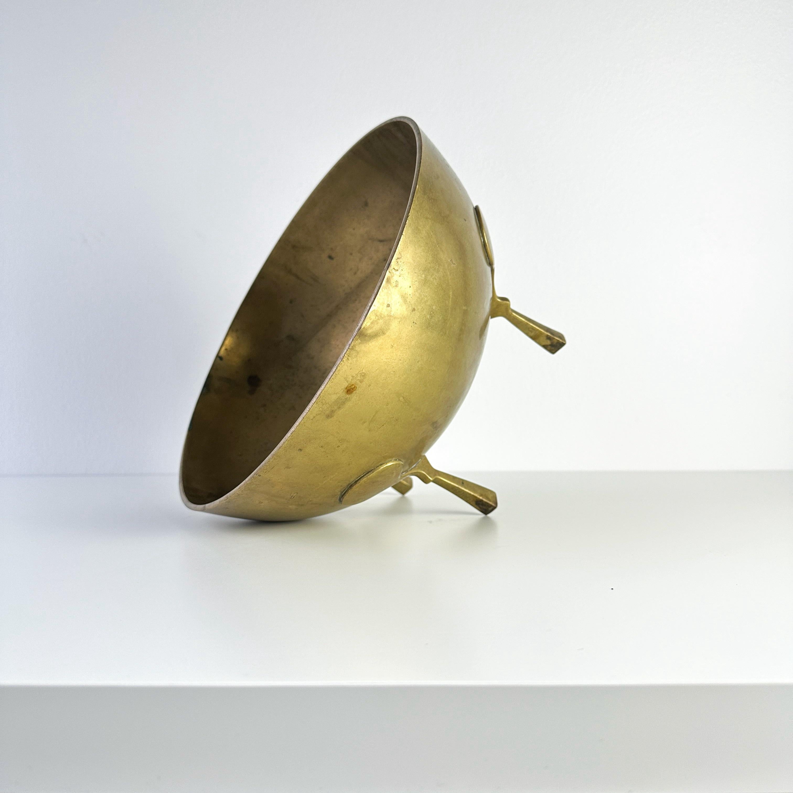 Mid 20th Century Transitional Solid Brass Footed Decorative Bowl 1