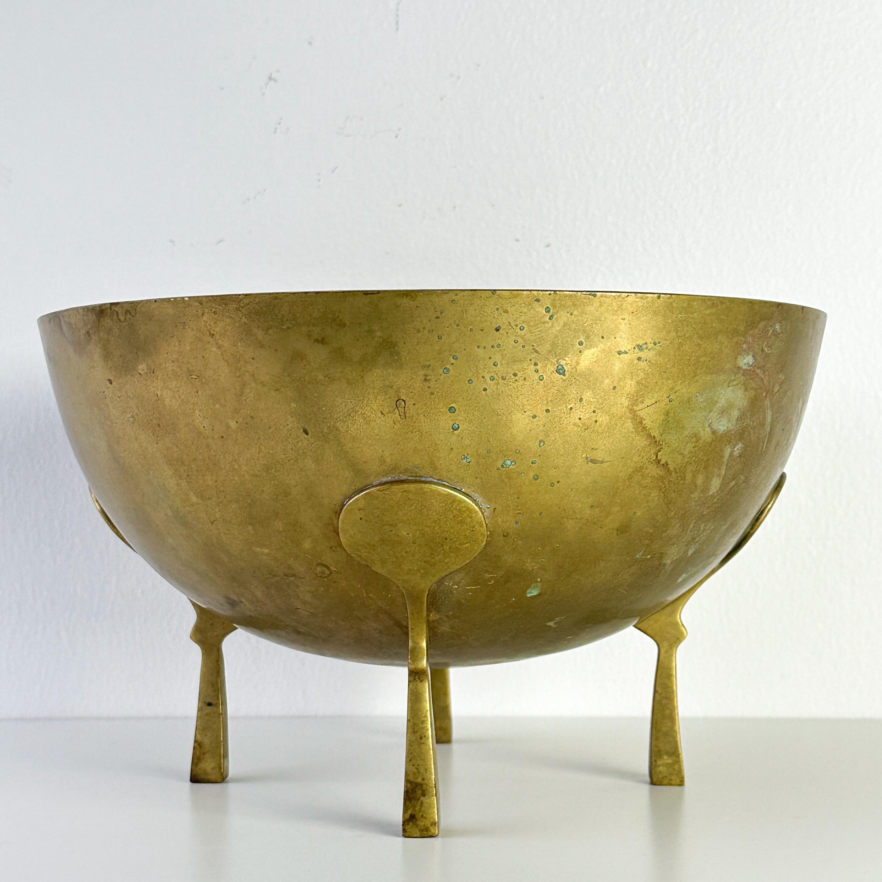 Mid 20th Century Transitional Solid Brass Footed Decorative Bowl 2