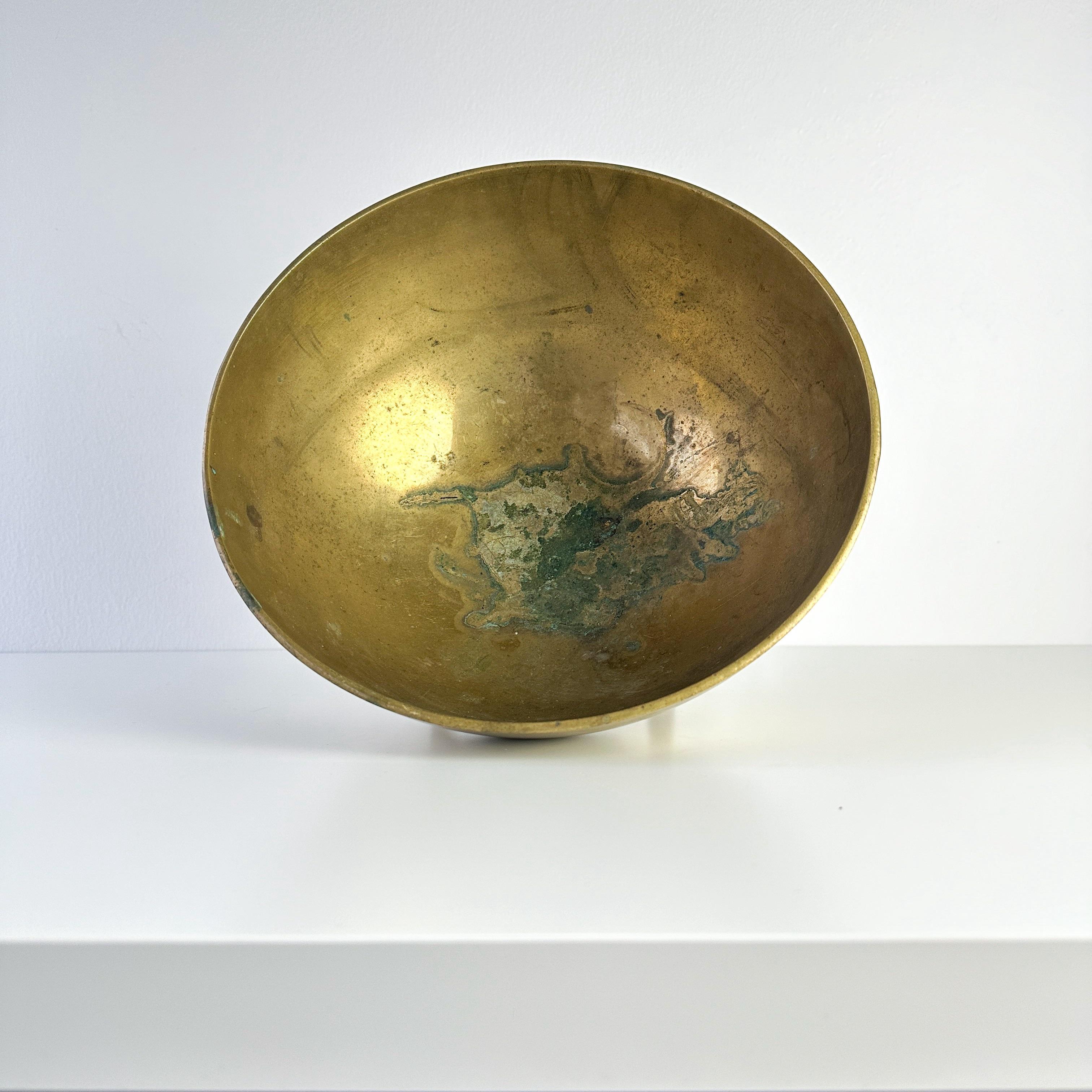 Mid 20th Century Transitional Solid Brass Footed Decorative Bowl 3