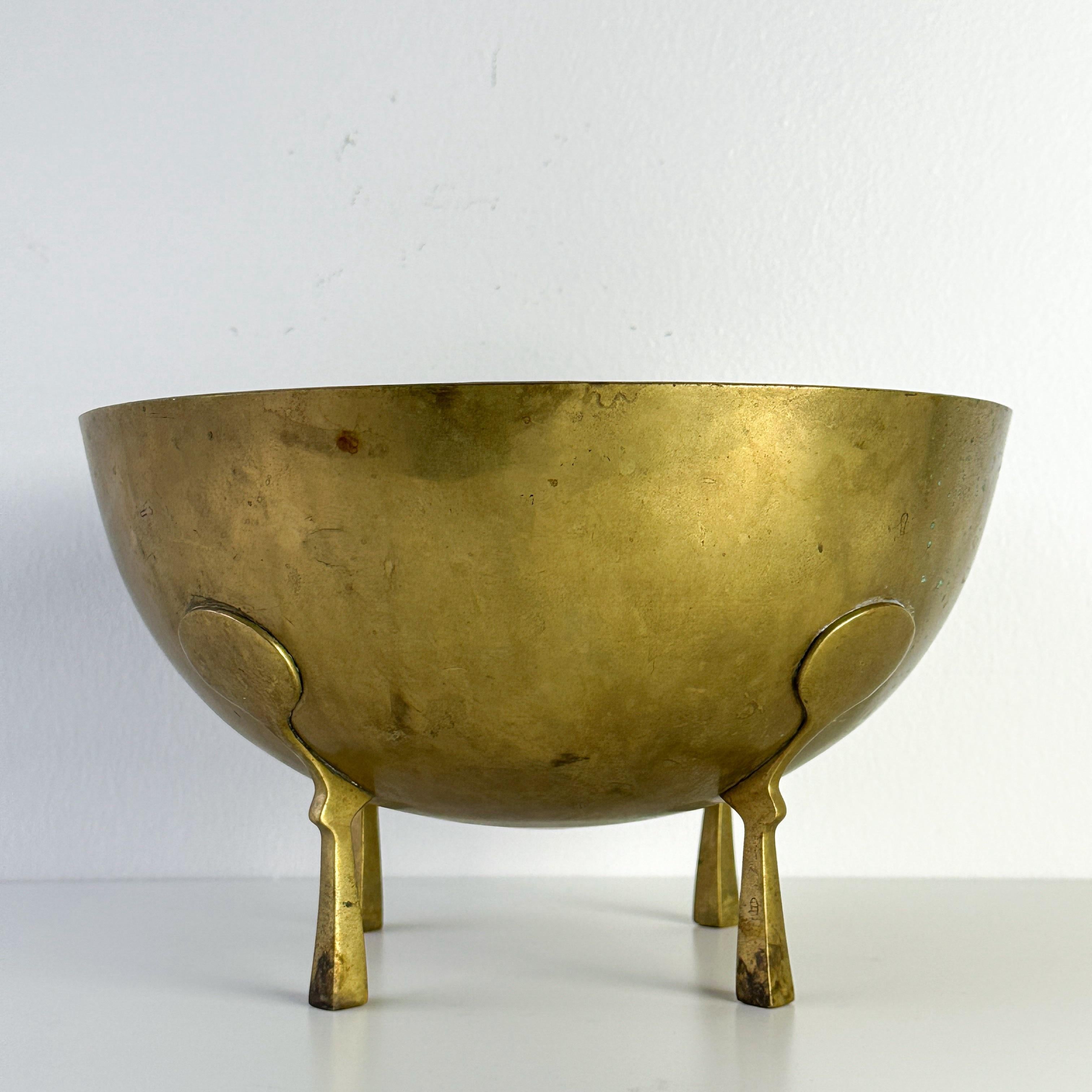 Mid 20th Century Transitional Solid Brass Footed Decorative Bowl 4