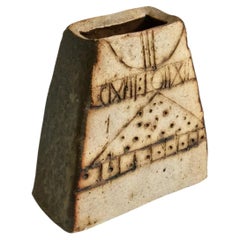 Mid-20th Century Trapezoidal Ceramic Vessel attr Bernard Rooke, UK