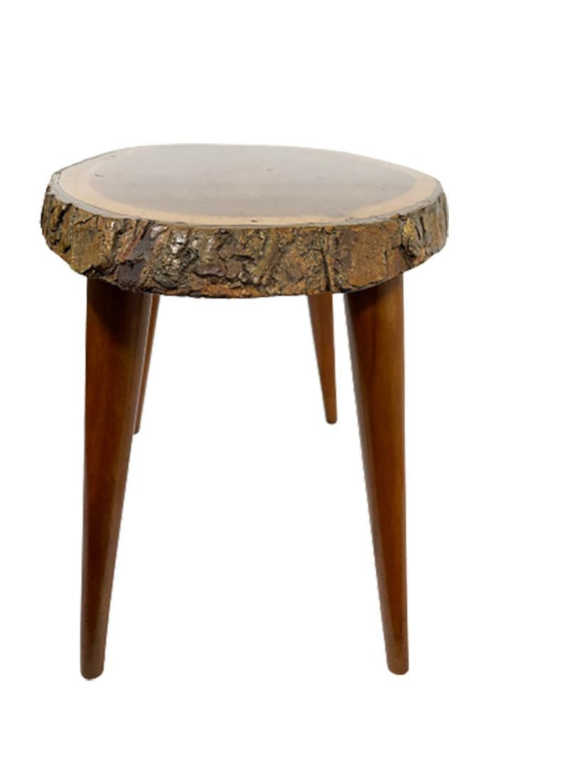 Wood Mid-20th Century Tree Trunk Wine or Side Table For Sale