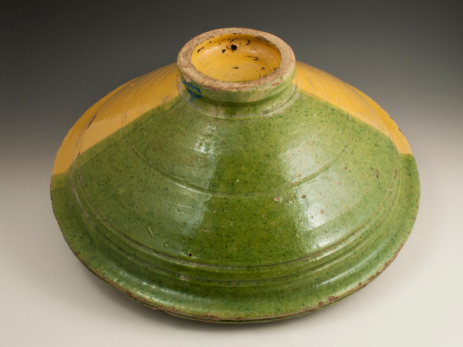 Tunisian Mid-20th Century Tribal Ceramic Couscous Bowl with Fish Motif, Tunisia