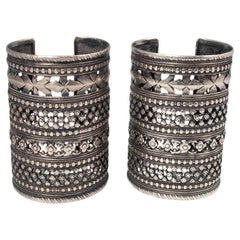 Mid-20th Century Tribal Silver Cuffs, Hazara Triba, Afghanistan