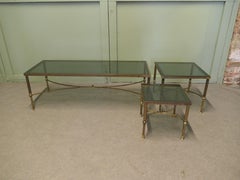 Mid 20th Century Trio of Brass Occasional Coffee Tables