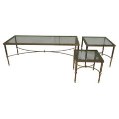 Mid 20th Century Trio of Brass Occasional Coffee Tables