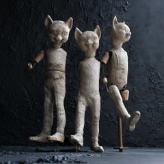 Mid-20th Century trio of fairground automaton amusement cat figures