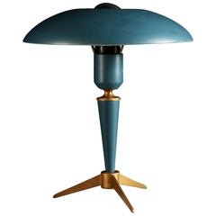 Mid-20th Century Tripod Green Enamel Desk Lamp by Louis Kalff