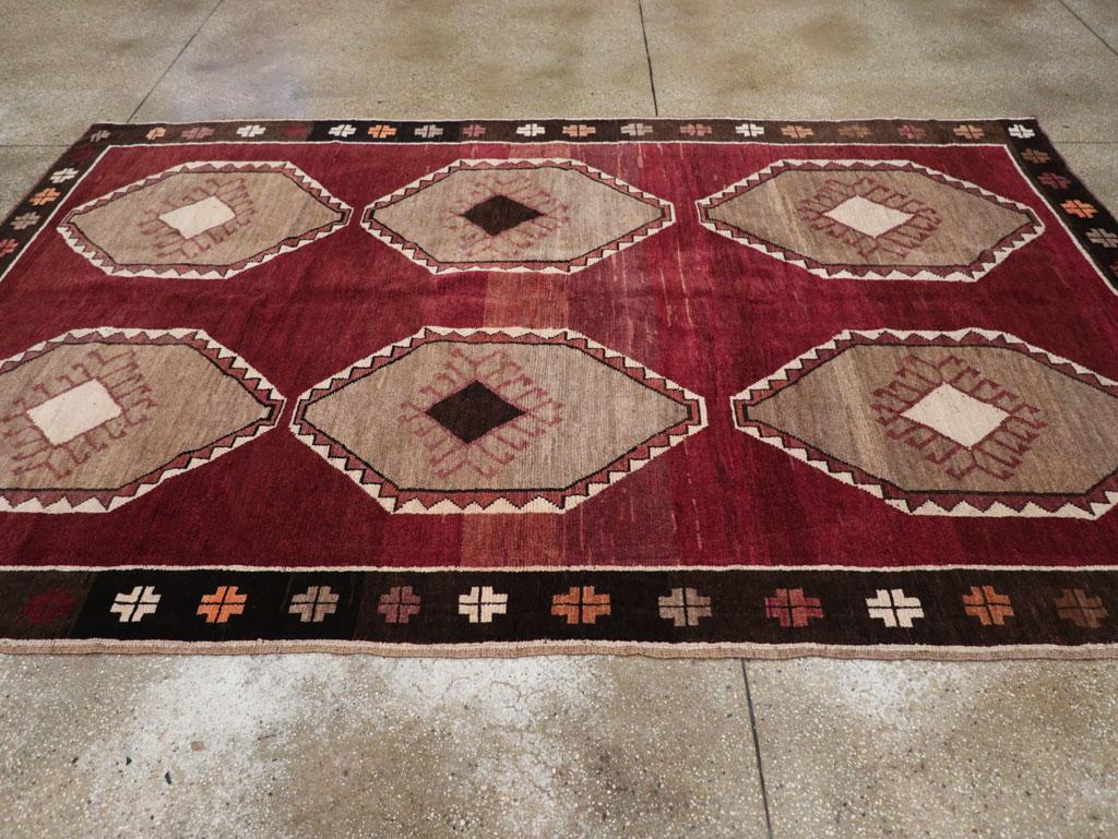Hand-Knotted Mid-20th Century Turkish Anatolian Accent Carpet For Sale