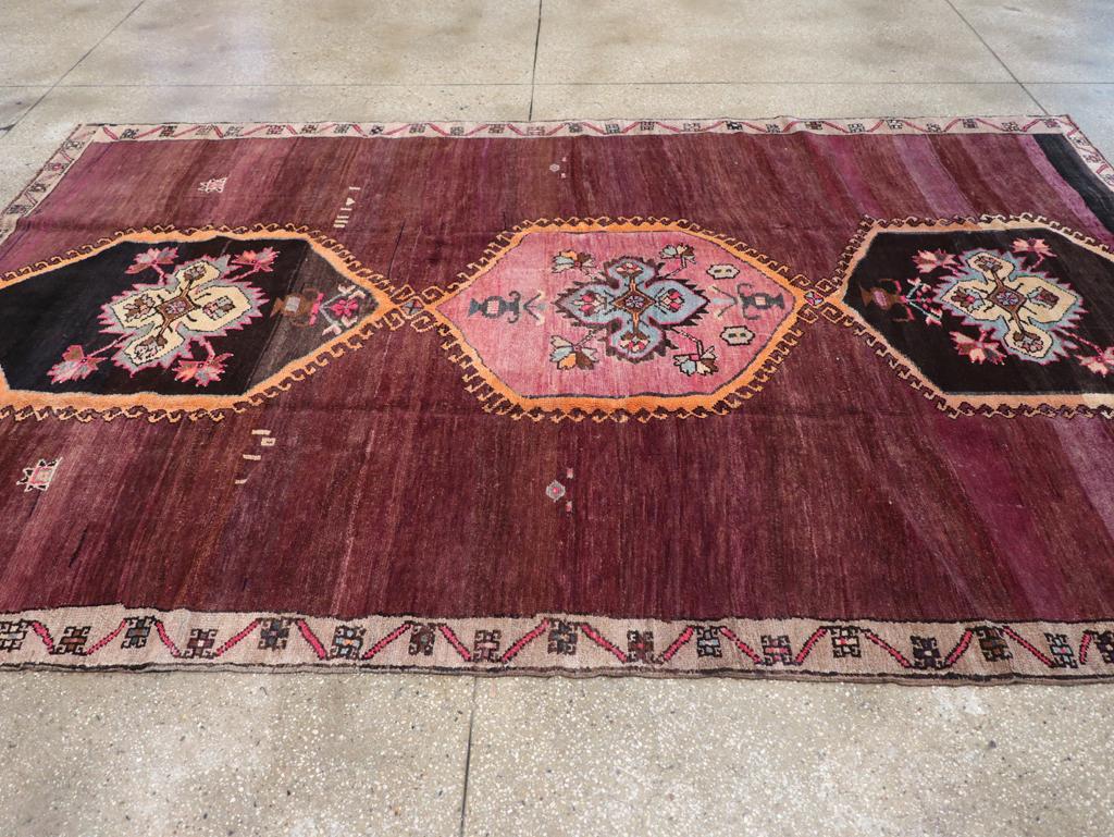 Hand-Knotted Mid-20th Century Turkish Anatolian Accent Carpet For Sale