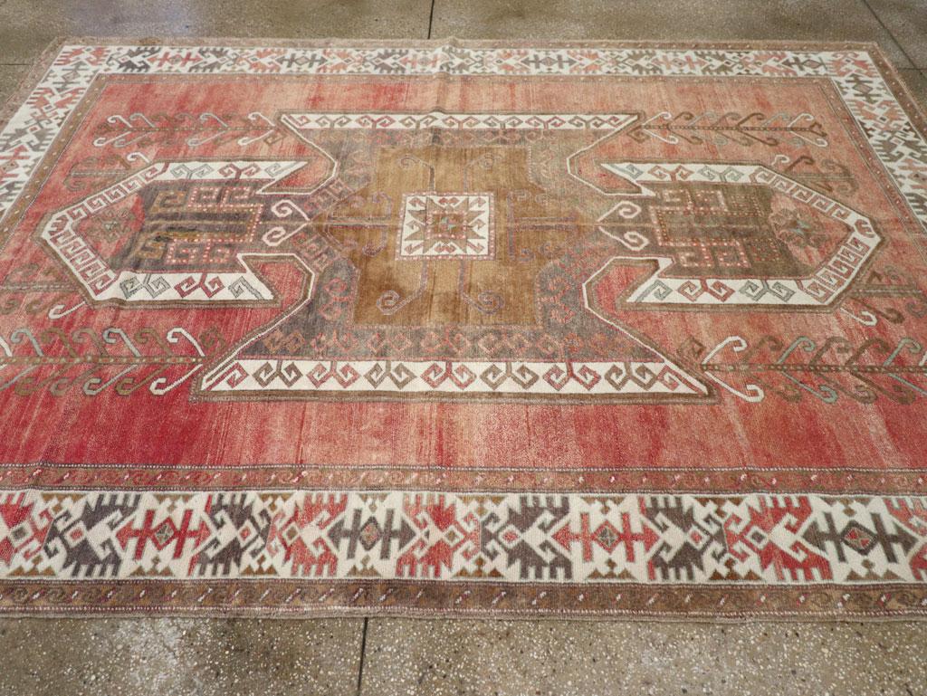 Hand-Knotted Mid-20th Century Turkish Anatolian Accent Carpet For Sale