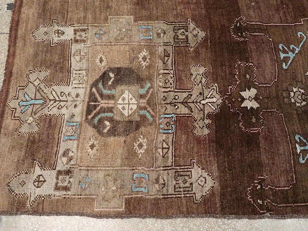 Hand-Knotted Mid-20th Century Turkish Anatolian Accent Carpet For Sale