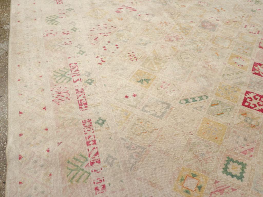 Hand-Knotted Mid-20th Century Turkish Anatolian Accent Rug For Sale