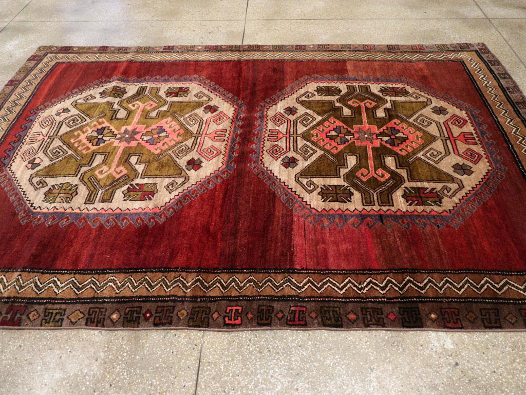 Hand-Knotted Mid-20th Century Turkish Anatolian Accent Rug For Sale