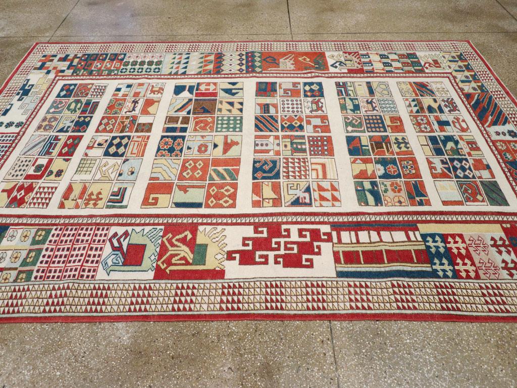 Hand-Knotted Mid-20th Century Turkish Anatolian Accent Rug For Sale