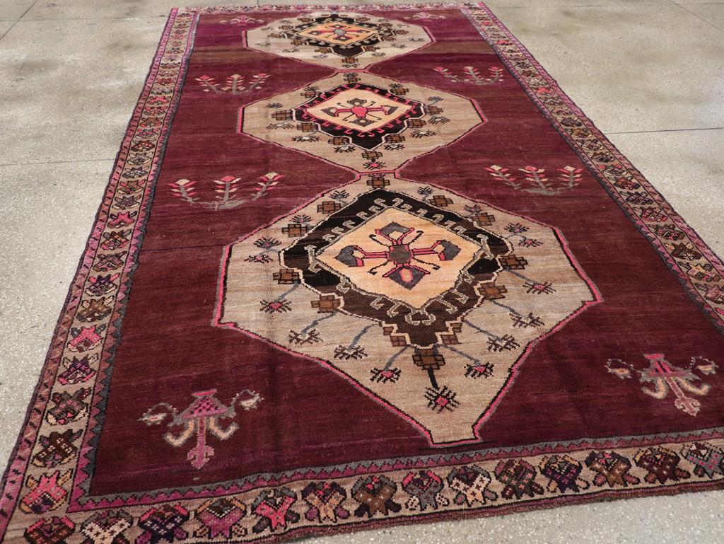Wool Mid-20th Century Turkish Anatolian Gallery Carpet For Sale