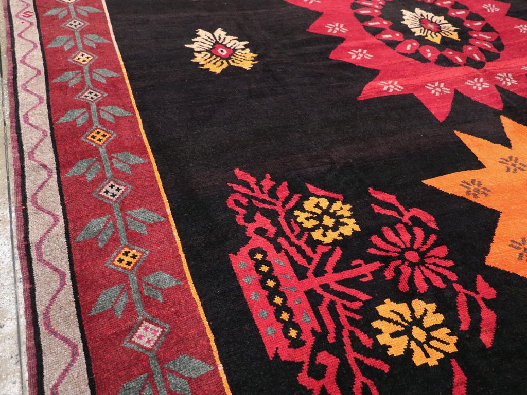 Hand-Knotted Mid-20th Century Turkish Anatolian Large Tribal Room Size Carpet For Sale