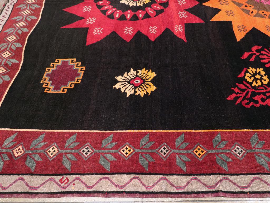 Wool Mid-20th Century Turkish Anatolian Large Tribal Room Size Carpet For Sale