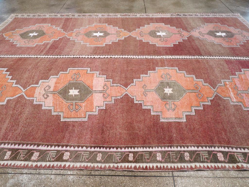 Hand-Knotted Mid-20th Century Turkish Anatolian Room Size Carpet For Sale