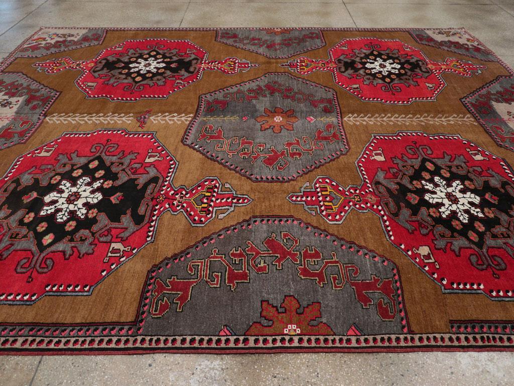 Hand-Knotted Mid-20th Century Turkish Anatolian Room Size Carpet For Sale