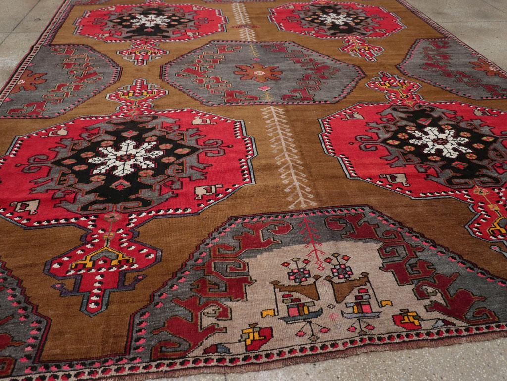 Wool Mid-20th Century Turkish Anatolian Room Size Carpet For Sale