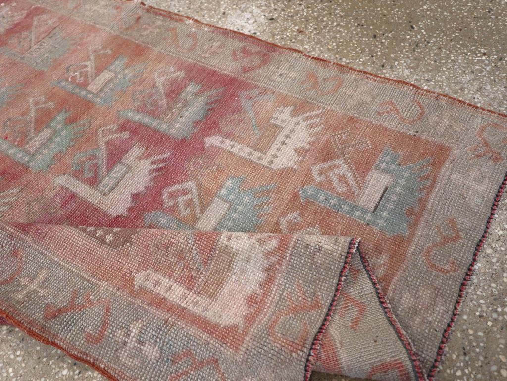 Lana Tappeto da lancio turco anatolico della metà del XX secolo in vendita