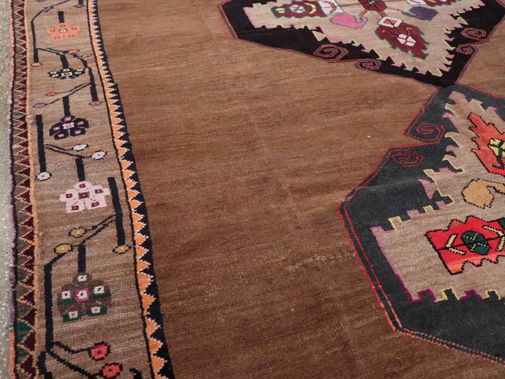 Hand-Knotted Mid-20th Century Turkish Anatolian Tribal Accent Carpet For Sale