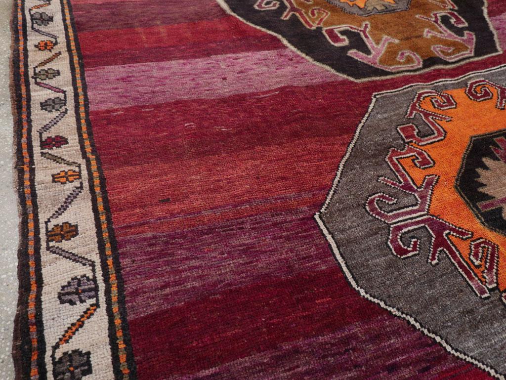 Hand-Knotted Mid-20th Century Turkish Anatolian Tribal Accent Carpet For Sale