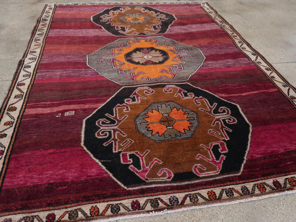 Mid-20th Century Turkish Anatolian Tribal Accent Carpet For Sale 1