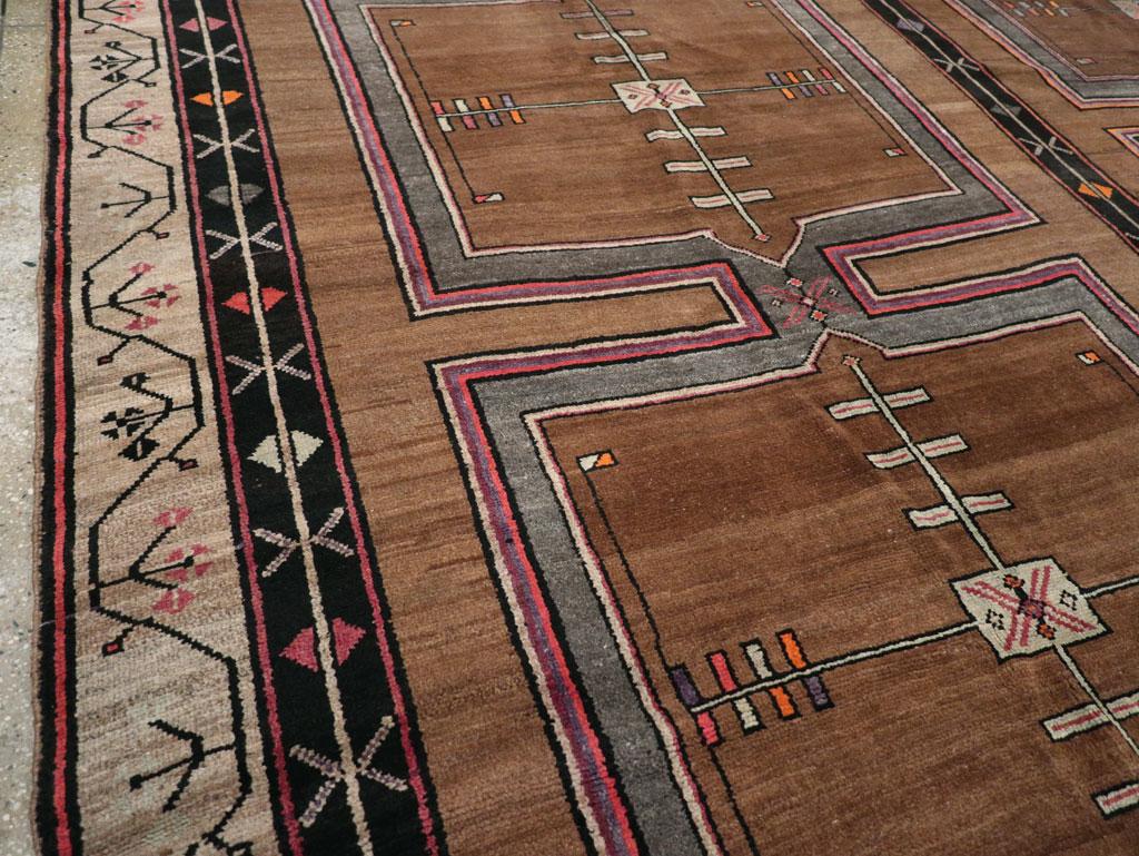 Hand-Knotted Mid-20th Century Turkish Anatolian Tribal Large Carpet For Sale